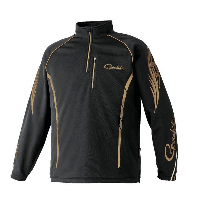 [Gamakatsu] 2-Way Warm Zip Shirt GM3766 Black x Gold M