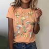 High-Quality Cotton Cute Mushroom Print Women's T-Shirt Retro Fashion Casual Summer New Short-Sleeved Women's Clothing