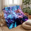 Neon Cat and Butterfly Theme blanket Lightweight Warm Flannel Blanket Decorative Throw Blanket for Home Decoration