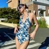 Womens One-Piece Swimsuit With Printed Slim Fit Backless Design Built-in Pad No Underwire Swimming Hot