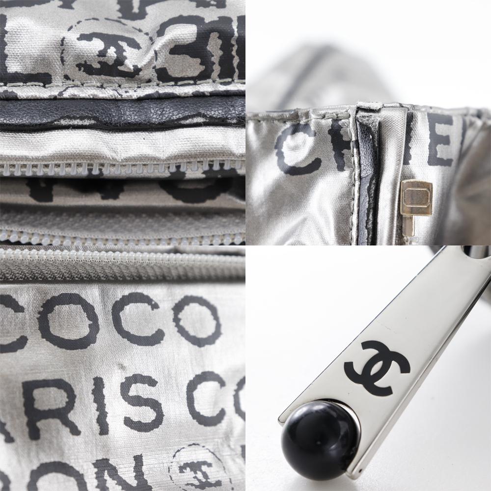 Chanel Unlimited Tote Bag A46113 Logo COCO Mark Silver Nylon Women Used