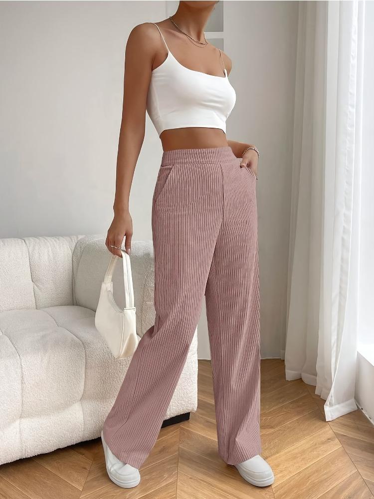 Women's Long Trousers Spring Autumn High-Waisted Wide-Leg Trousers Flowing Versatile Casual Straight-Leg Trousers