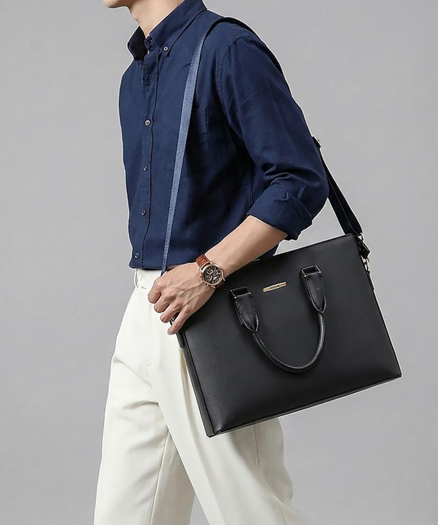 Tantin Genuine Cowhide Men'S Briefcase T13073 Navy