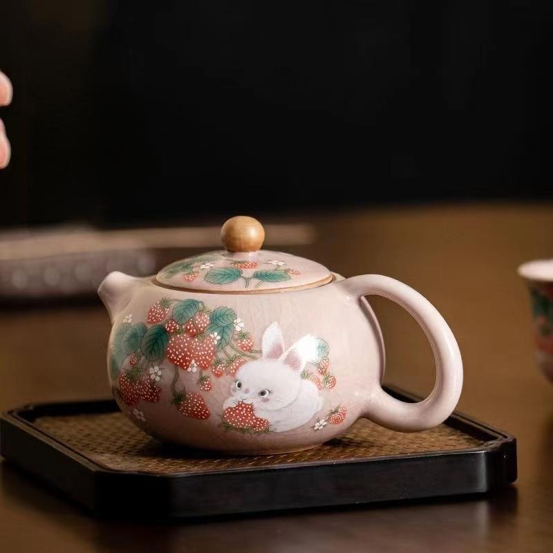 Pink Bunny Keramik Teeservice Ru Kiln Kung Fu Teeservice Home 1 Topf 2 Tassen süße Teekanne