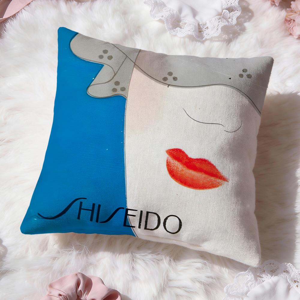 brand logo s-Shiseido Cushion Cover Premium Comfort Reversible Pillow Cove -Two in One Design for Any Room & Car Interior