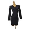 Foreign Trade Original Order Minimalist Black Long Sleeves Bodycon Dress Fashion Wind High Elastic Silm Metal Buckle Knitting Base Dress