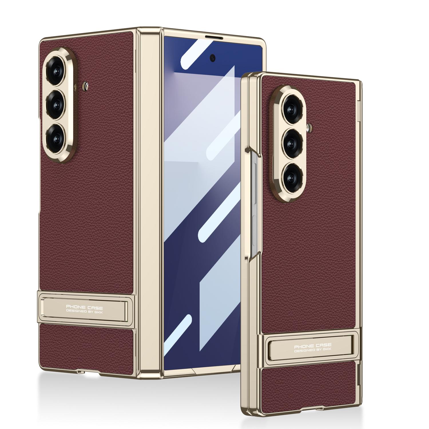 

Magnetic Hinge Leather Holder Case For Samsung Galaxy Z Fold 7 Front Screen Glass Plating Frame Cover For Galaxy Z Fold7 Case Galaxy Z Fold7 червоний