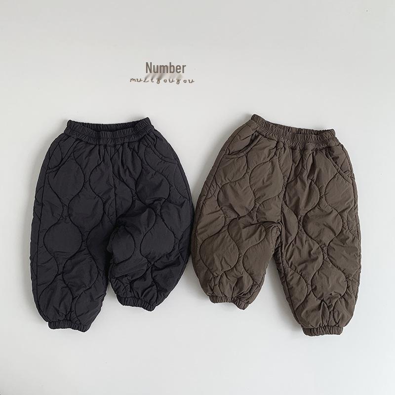 

Kids Winter Lightweight Cotton Pants: Trendy Korean-Style Warm Trousers for Boys and Girls 120 cm коричневый