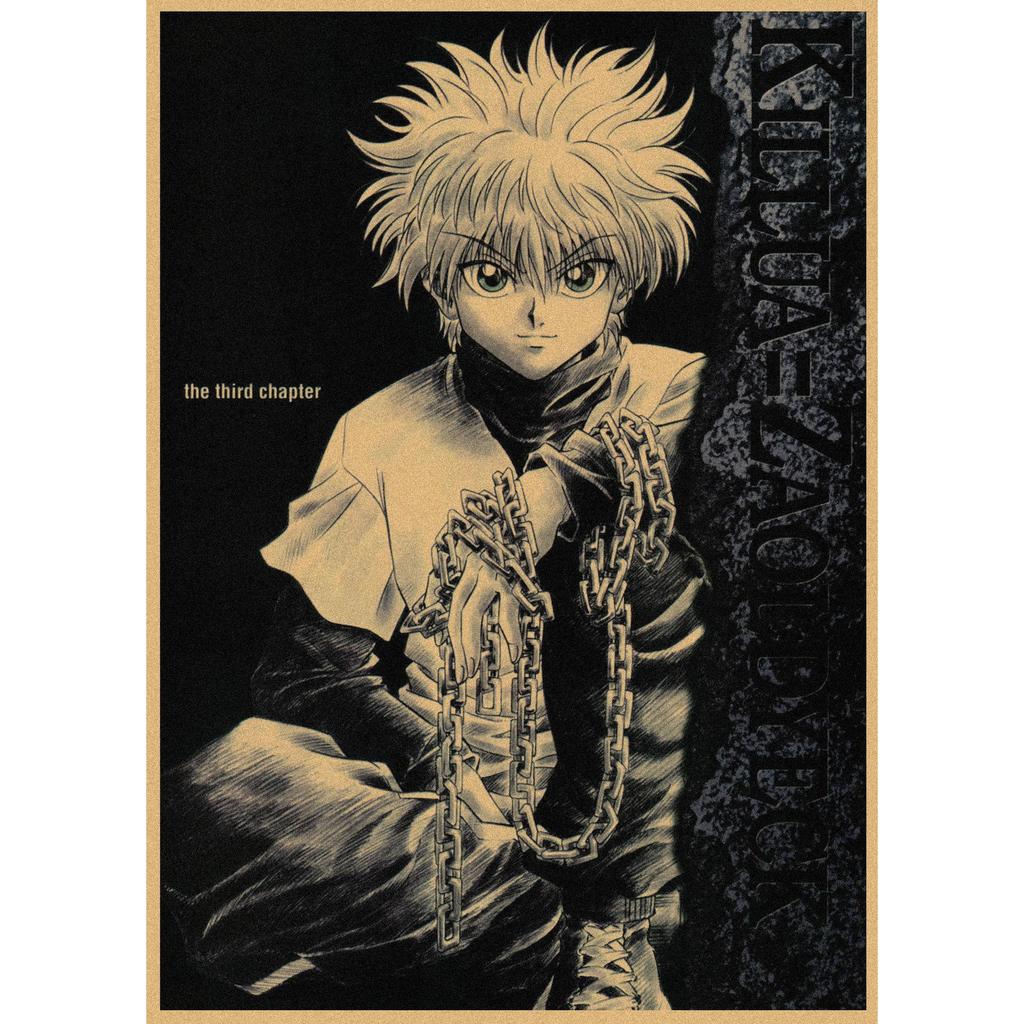 Retro Kraft Paper Wall Poster: Hunter X Hunter Japanese Anime Art for Bar & Cafe Decor