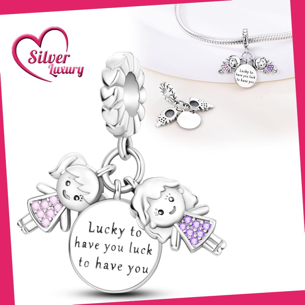 

Original Charms Copper Mother-Daughter Affection Pendants Fit Charms Plata Bracelets For Women Jewelry Making Fine Gifts