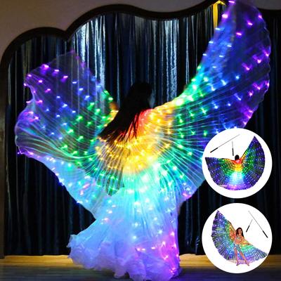 LED Isis Flügel Bauchtanz Flügel Bunte LED Schmetterlingsflügel Mit Teleskopstangen Aufleuchtend Kostüm Performance Kleidung