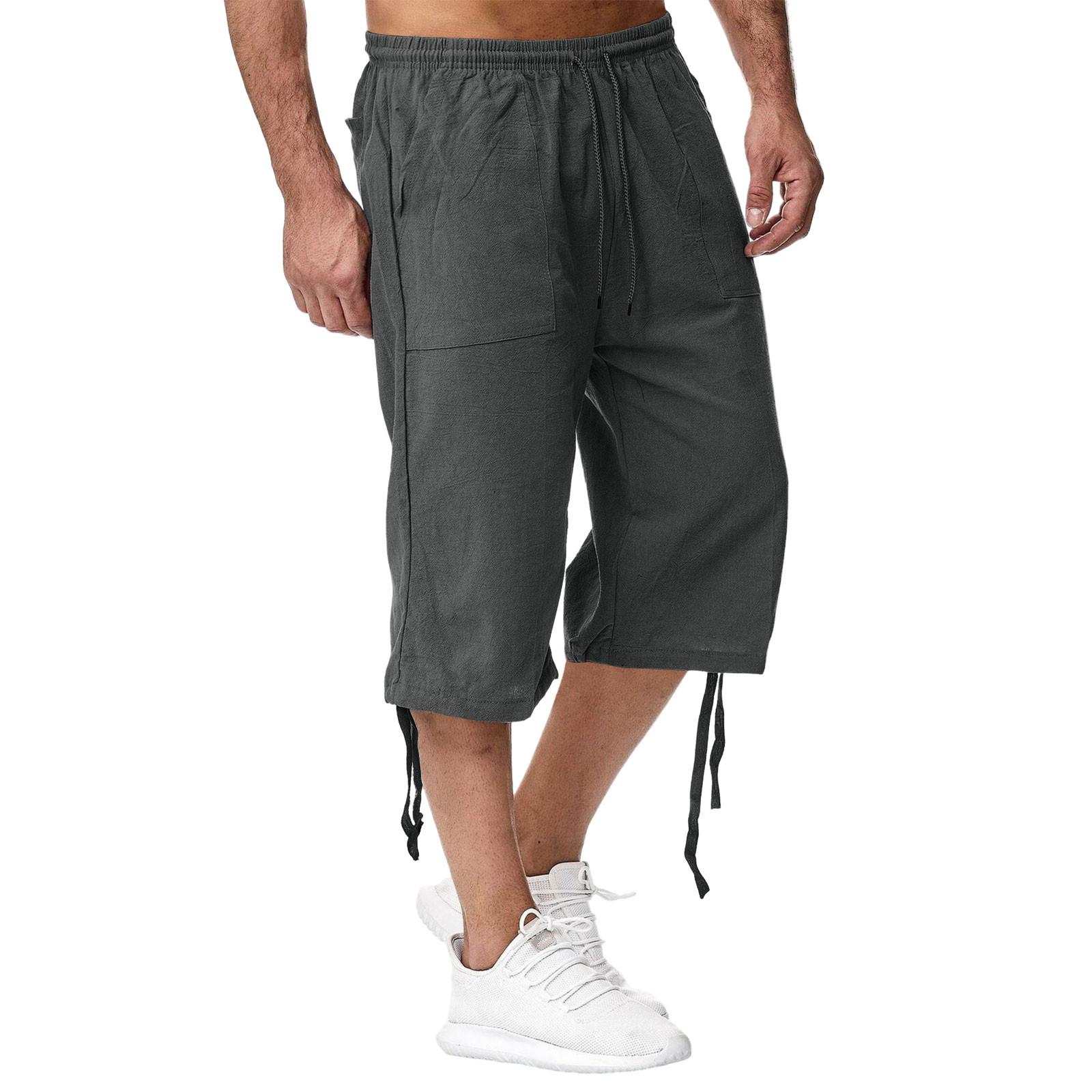 

Men s Casual Lightweight Capri Pants with Elastic Waist and Adjustable Drawstring for Comfort and Style L
