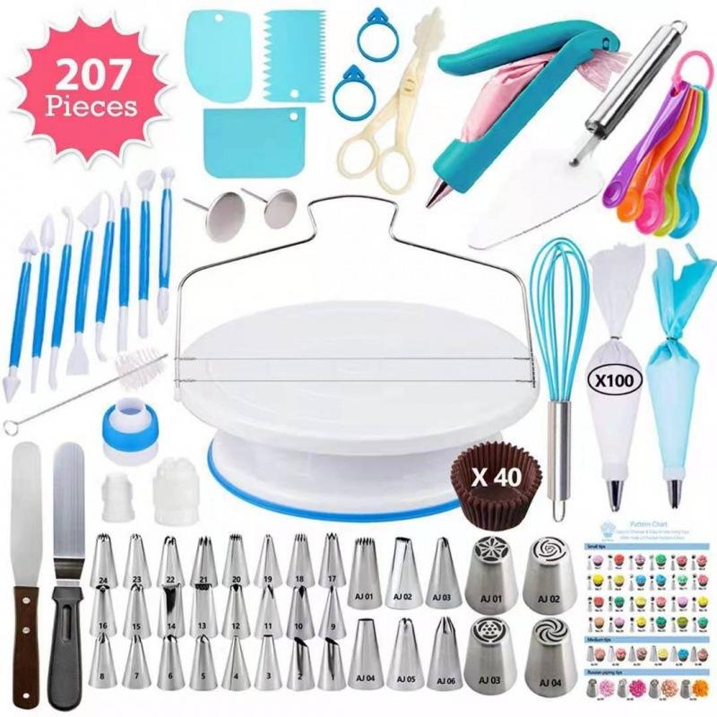 Cake turntable set Nordic 207-piece baking tool set piping nozzle spatula cake handmade turntable