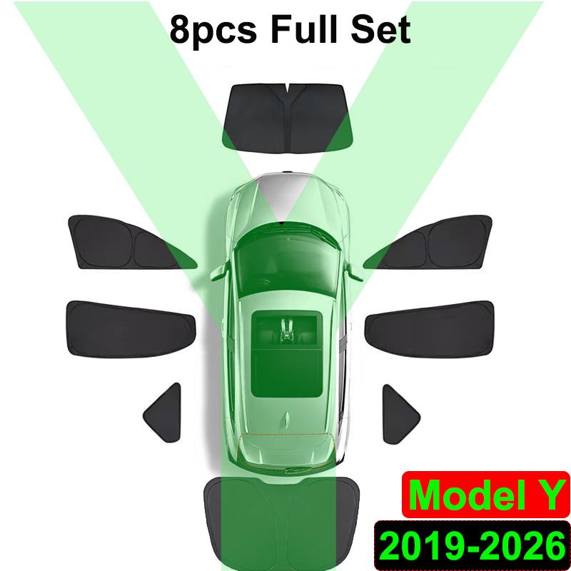 AABLU1 Car Sunshade for Tesla Model Y Juniper 2026 2025 2024 Sun Shade Cover Privacy Rear Window Shades Windowshield Protect Cover Set