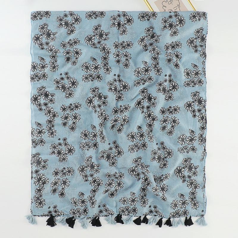 Autumn and winter small fresh rendering ink painting butterfly printing warm shawl, travel beach towel cotton and linen feel scarf