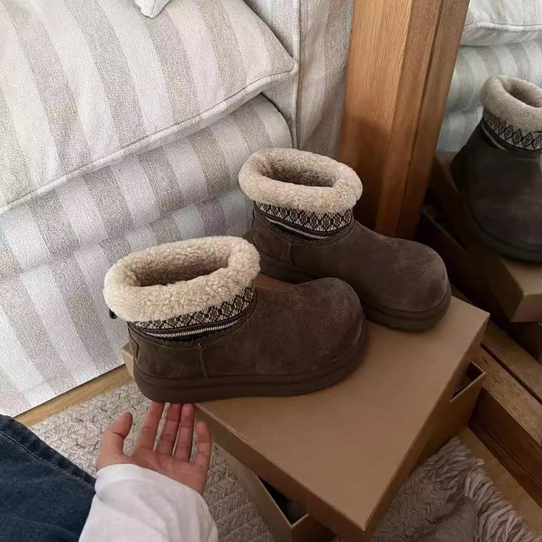 

Женские зимние теплые ботинки большого размера на мягкой подошве с увеличением высоты, с мехом, противоскользящие, для снега, на подкладке, ботильоны, спортивные хлопковые ботинки для улицы 40 кофейный