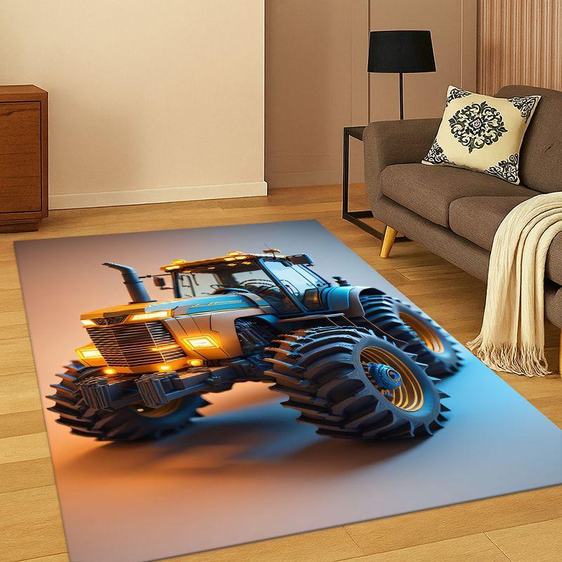 Retro Tractor Car Truck Cartoon Carpet Rug for Bedroom Living Room Sofa Playroom Doormat Home Decor,Kid Game Area Rug Non-slip