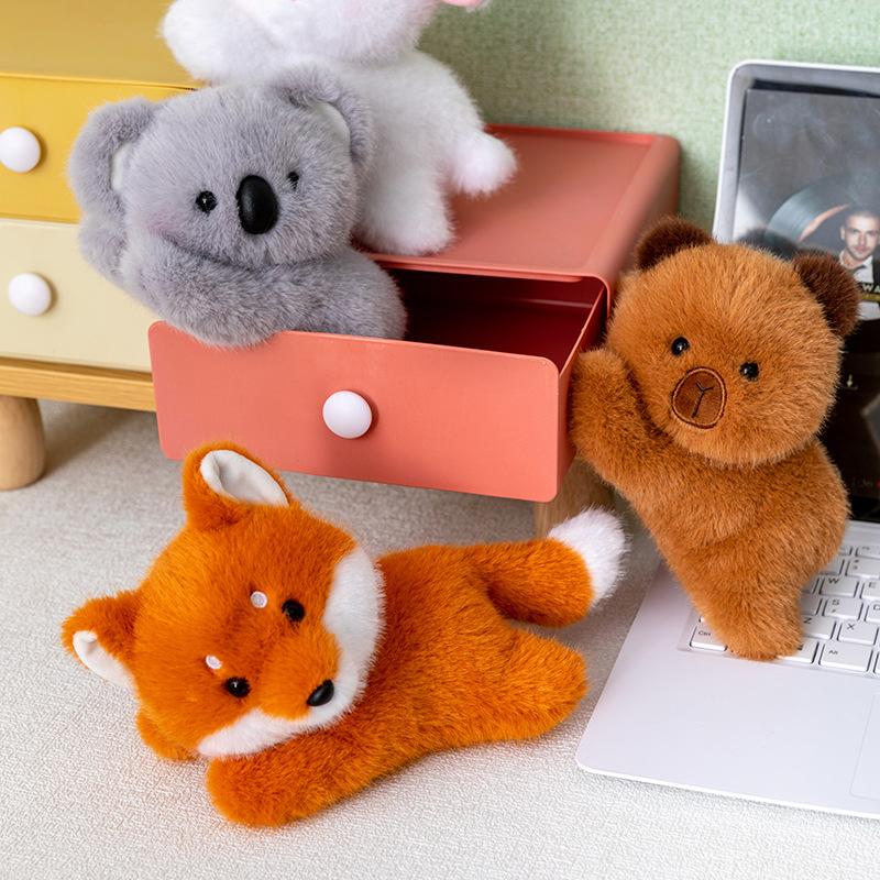 Cute Lying Animal Plush Toy Soft Kawaii Fox Stuffed Doll Fun Anime Capibara Plushie Throw Pillow Christmas Gifts for Kids Girls