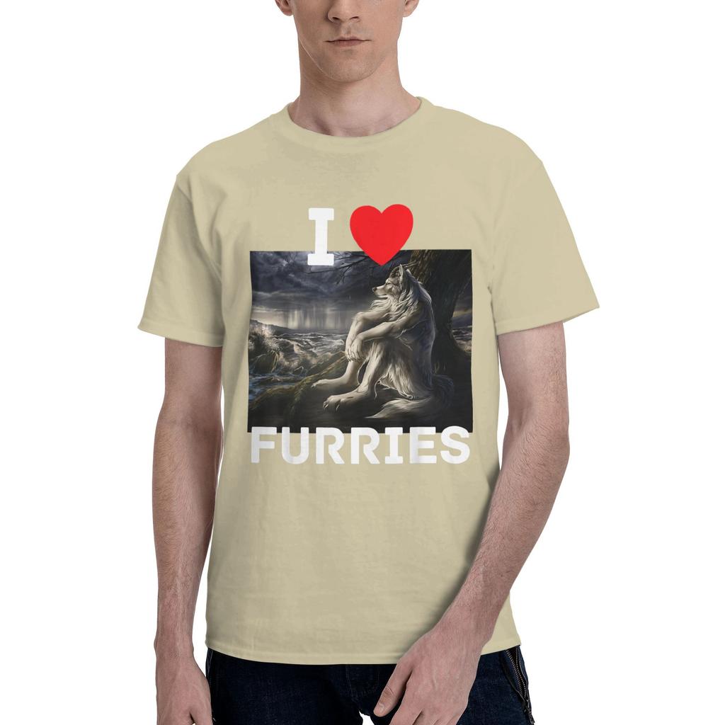 I Heart Furries Funny Cringe Furry Alpha Werewolf Wolf Meme T Shirt For Men Summer T-Shirts Comfortable Tee Shirt Big Size Tops