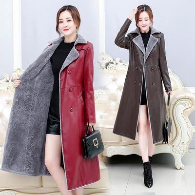 Schaffell-Plüsch- und verdickte Lederjacke für Damen. Pelzjacke mittlerer bis langer Größe mit integriertem Pelzjacken-Trend