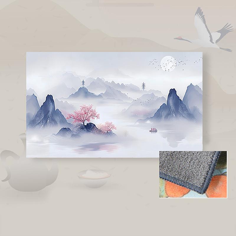 30*18Cm High-End Tea Towel With Retro Style And Colorful Painting, Special Tea-Drinking Cloth, Premium Tea Set