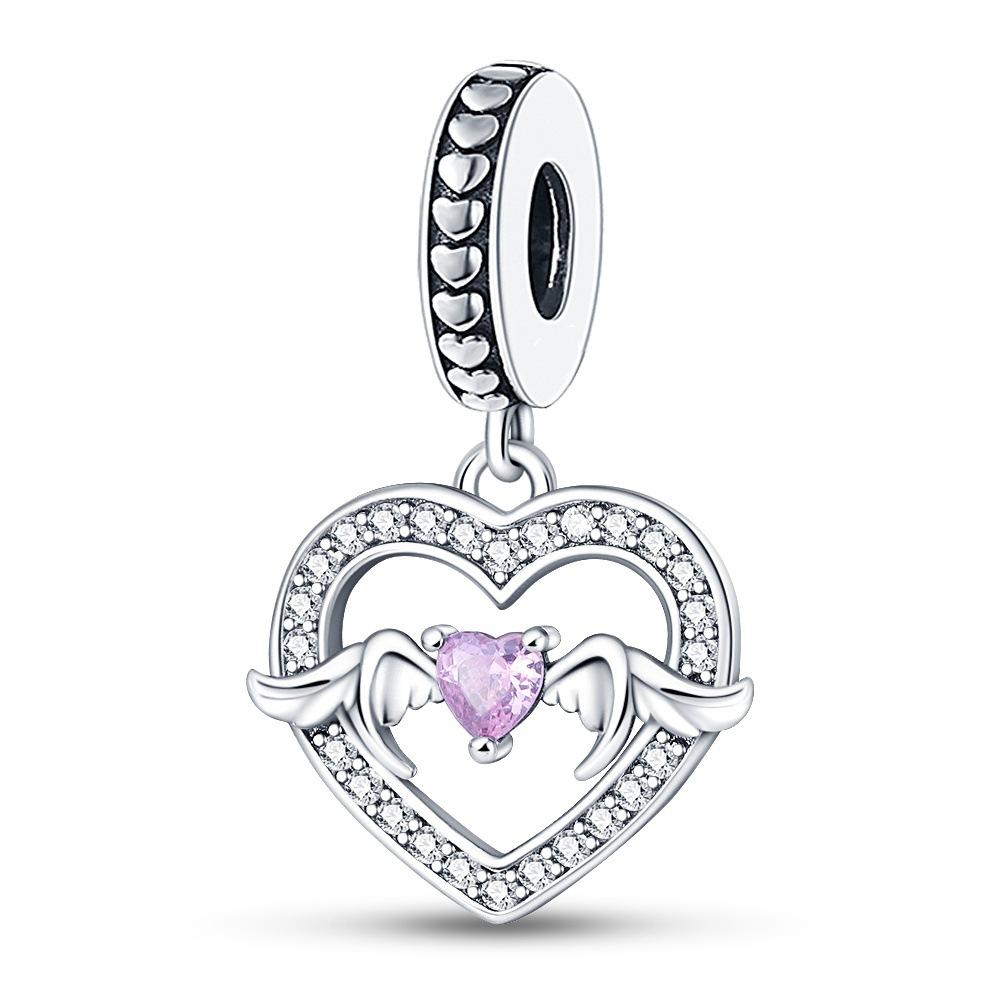 2026 Charm Heart Wings LOVE Charm Oil Drop DIY Jewelry Bracelet Accessories Women's 925 Silver