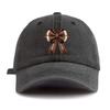 1pc Bow Print Washed Baseball Cap for Adults,Minimalist Retro Style Casual Soft Adjustable Dad Hat,Perfect As Gift