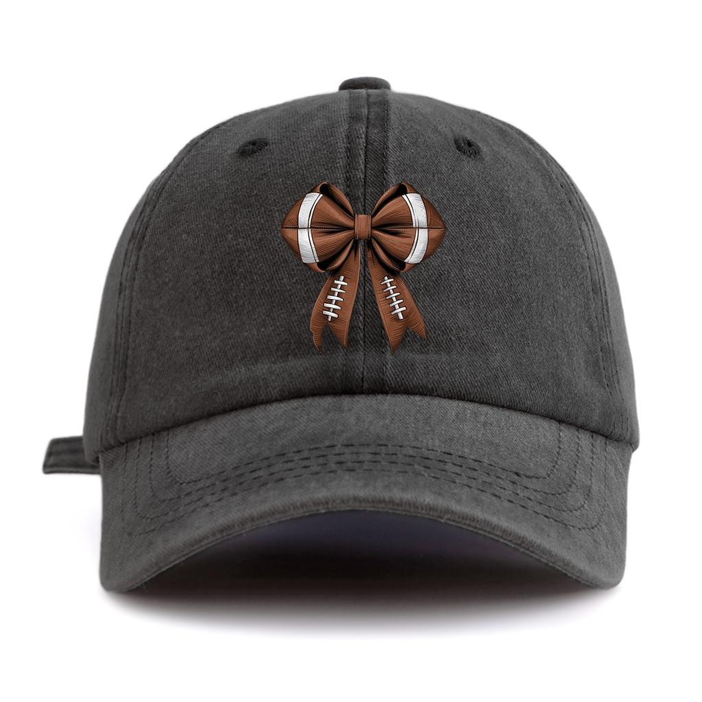 1pc Bow Print Washed Baseball Cap for Adults,Minimalist Retro Style Casual Soft Adjustable Dad Hat,Perfect As Gift