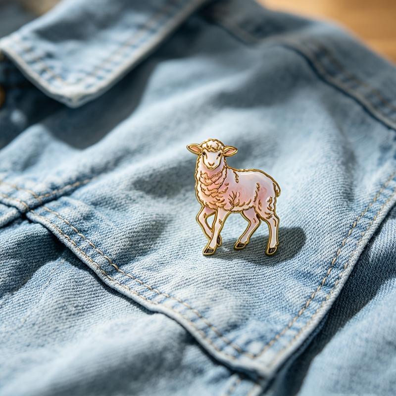 2027 Chinese Zodiac Sheep Brooch Unisex Curly Sheep Pin for Party Office Outfit New Year Souvenir Gift