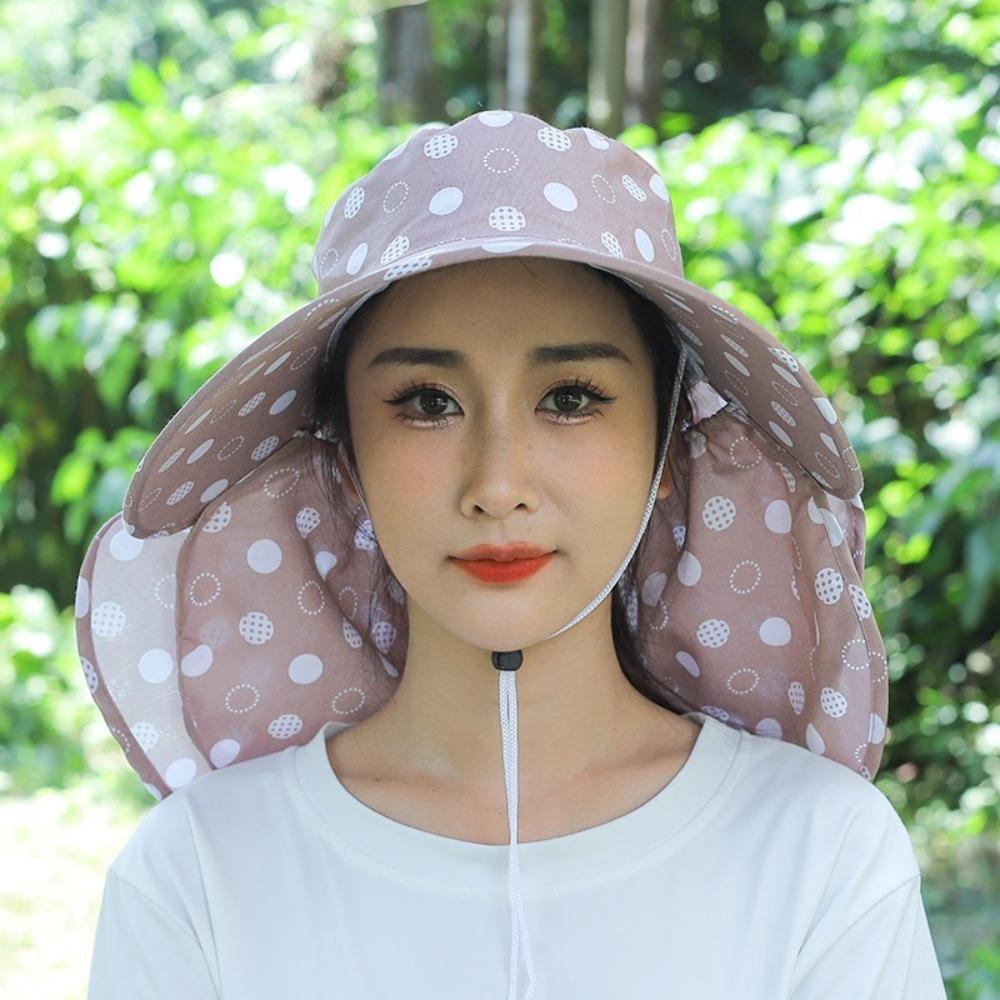Anti-UV Bucket Hat Face Neck Protection Women's Ponytail Hat New Beach Cap  Outdoor Sports