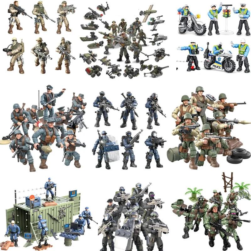 New WW2 Special Force SWAT Police Military Building Block World War 2 USA Army Soldier Figure MOC Block Brick Toy For Children