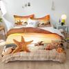 Beach Duvet Cover Set Seashell Starfish Bedding Set Microfiber Conch Scallop Print Comforter Cover Double Full For Kids Adults