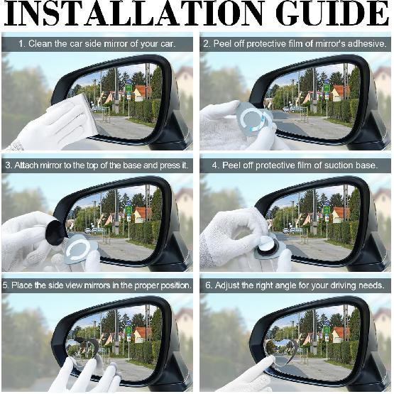 LivTee Blind Spot Mirrors, Heart Shaped HD Glass Frameless Convex Rear View Mirrors, Wide Angle Adjustable Stick for Side Mirror, Automotive Exterior