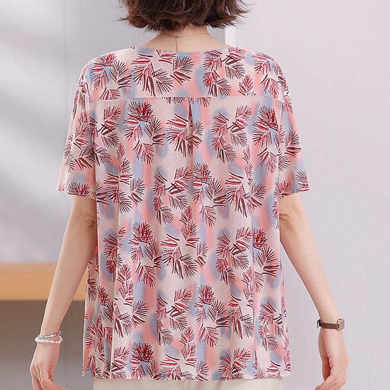 Plus Size 4XL-8XL Elegant Blouses for Women Tops Casual Loose Short Sleeve Female Shirt Summer Vintage Clothes