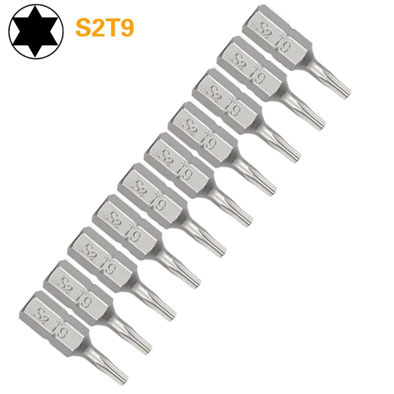 1 zoll T6 T7 T8 T9 T10 T15 Torx-schraubendreher-bit-set S2 Stahl 1/4 Zoll 6,35mm Hex Schaft elektrische Schraubendreher-bits Für Power Tools