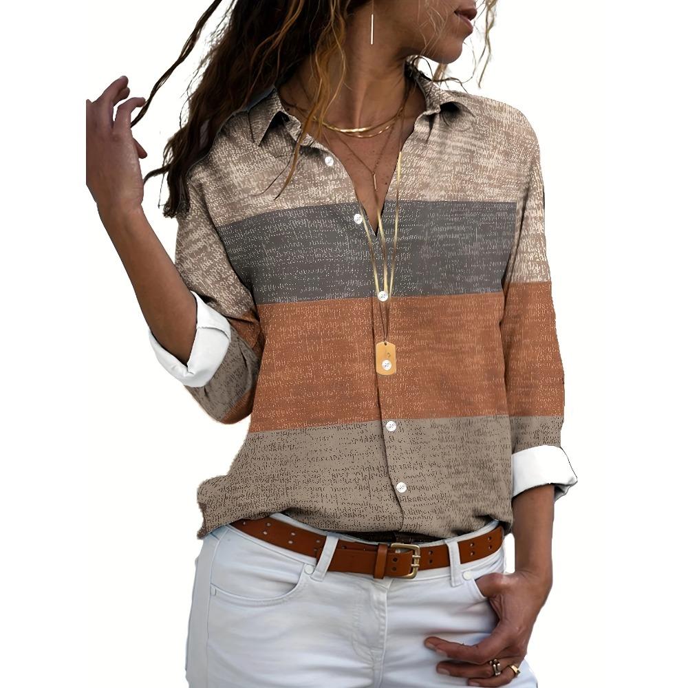 Women's Stitching Polka Dot Print Long Sleeve Shirt Spring and Autumn Fashion Casual Daily Wear Lapel Blouses Ladies Offce