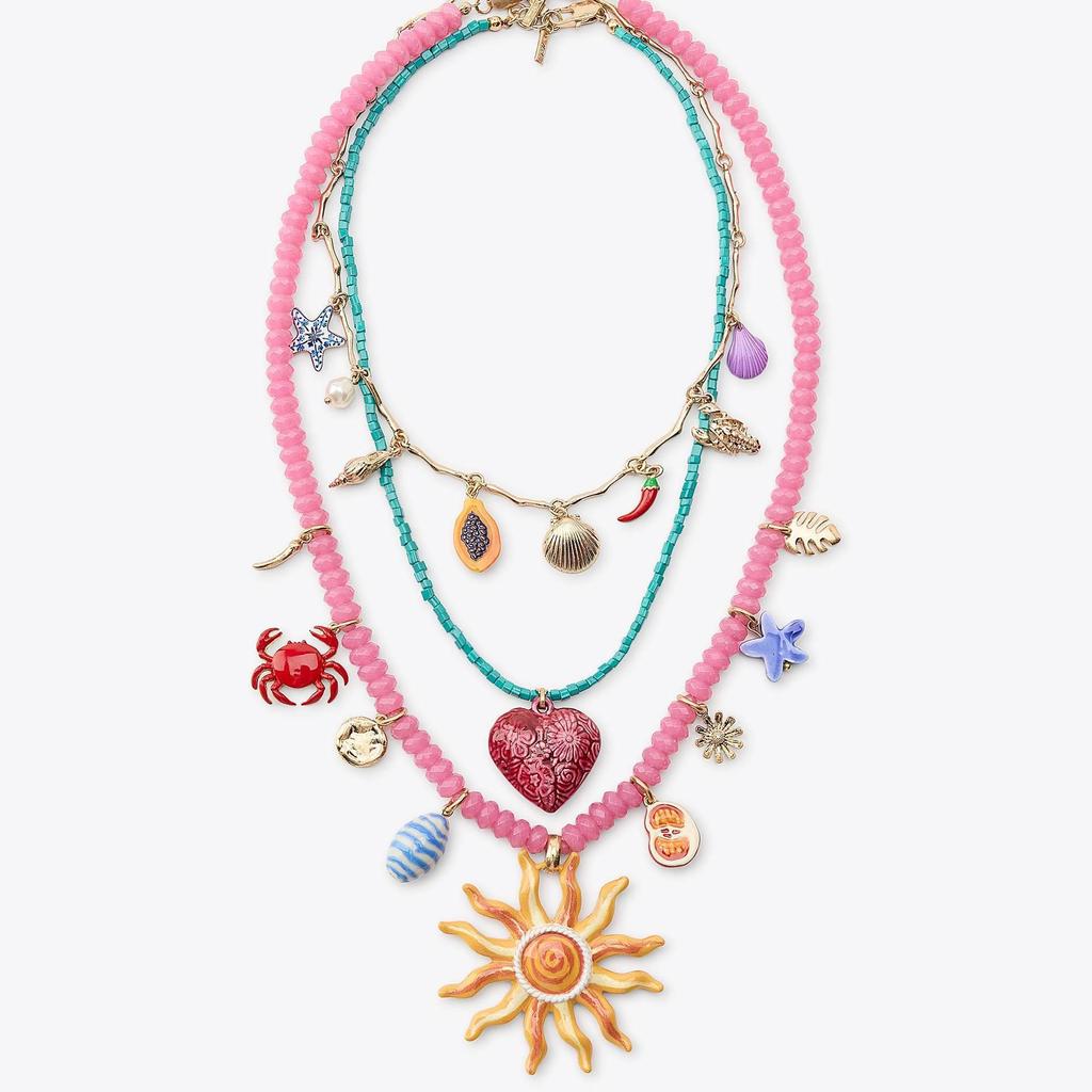 Collana Cuore con Perline Solari Placcata Oro Sottovuoto di Alta Moda Europea e Americana