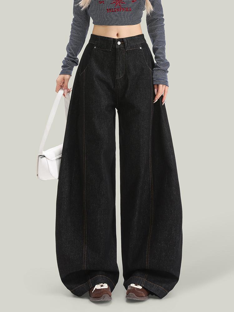 

American Original Wide-Leg Denim Jeans for Women - Fall 2025: High-Waisted, Pear-Shaped, Slimming, Loose, Floor-Length Pants M [47-53kg]