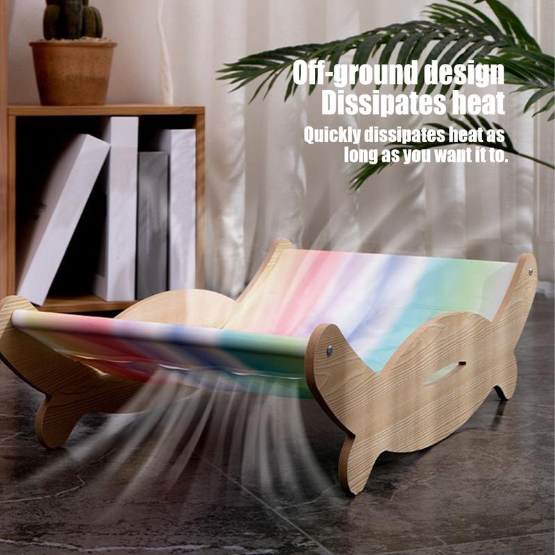 Cat Recliner Chair Kitten Hammock Bed Cooling Wooden Kitten Hammock Lounger For Indoor Outdoor Scratch-resistant Puppy Sofa Bed
