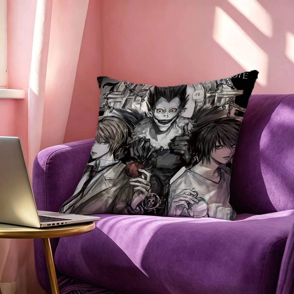 Japanese Anime Death Note Enamel Square DoubleSided Printed Pillow Case Bedroom Bedside Pillow Sofa Cushion Cover