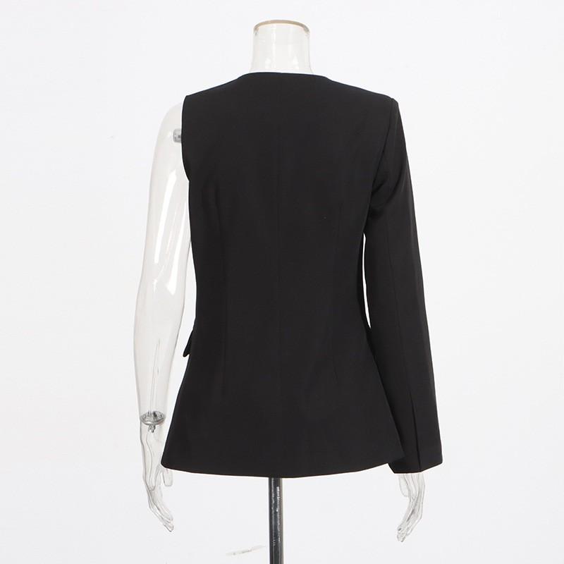 Personalized Street Style High-end Suit Women With Irregular One-sided Sleeves Small High Waist Wide-leg Pants