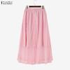 ZANZEA Women Casual Elastic Waist Loose Mesh Tulle Skirts