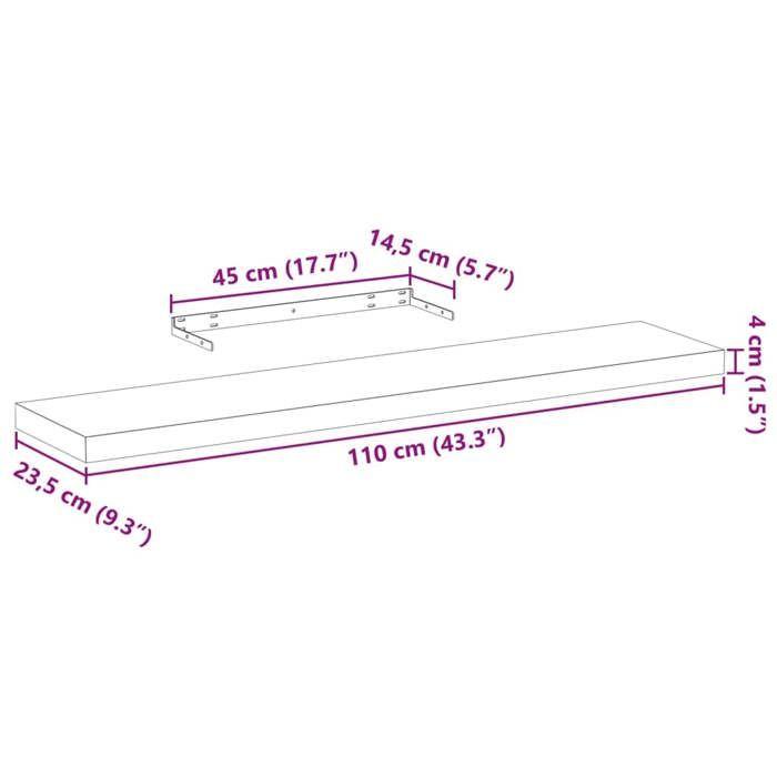 VidaXL Floating Shelves 4 Pcs 110x23.5x4 Cm Engineered Wood, Wall Shelf, Shelf Board, Wall Shelf for Room 4010699