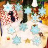 Winter Blue Snowflake Ornaments with Ropes Christmas Silicone Pendants Hanging Tree Decor for Home Party