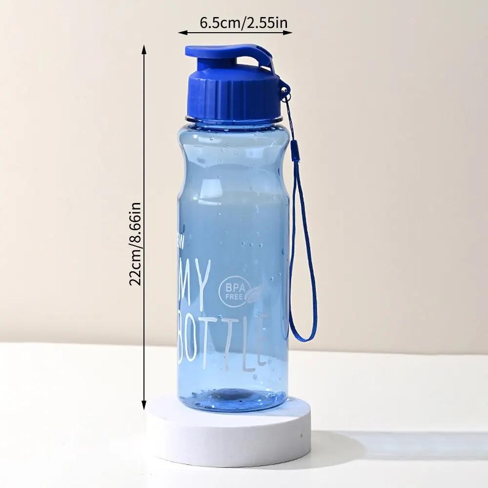 550ml Portable Plastic Water Bottle Sports Cup With Anti Drop Rope Outdoor Water Container Color Transparent Pet Flip Cover