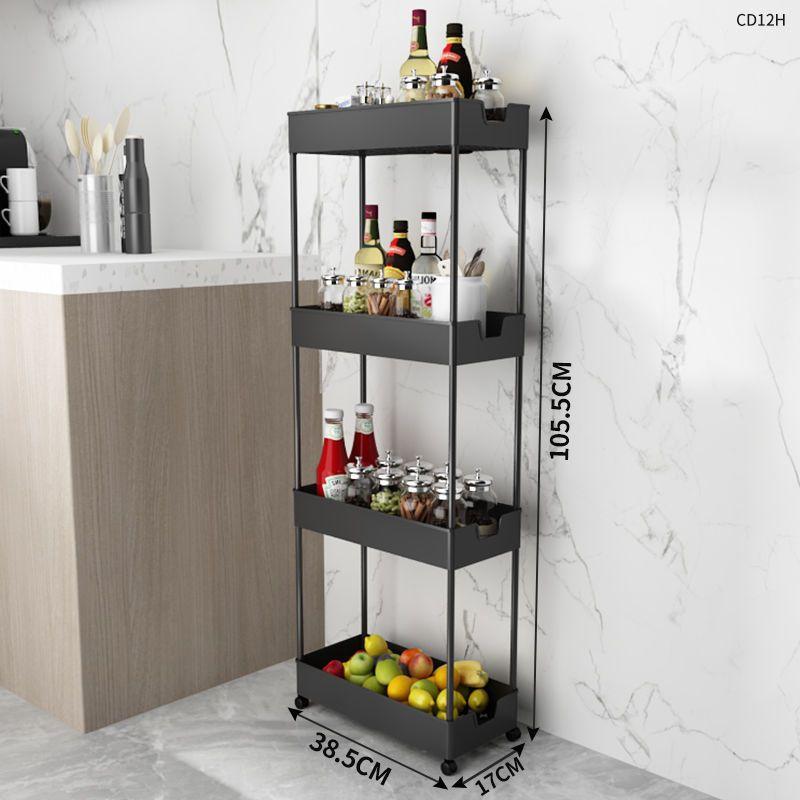 2/3/4 Tier Slim Storage Cart Kitchen Bathroom Organizer Shelf Mobile Shelving Rolling Cart with Wheels Movable Gap Storage Rack