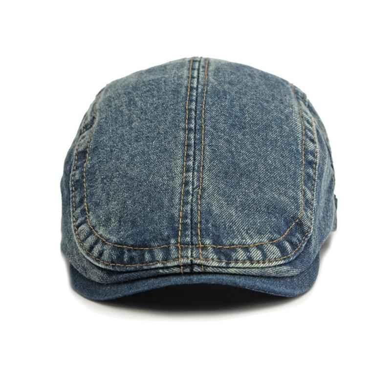 Women's Denim Beret British Vintage Forward Cap Men's Peaked Cap
