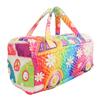 Quilted Duffle Bag Polyester Retro Floral Style Weekender Travel Bag for Picnic Camping Music Festivals Fitness Trips