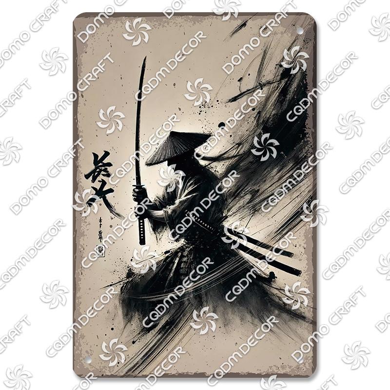 Retro Japanischer Stil Poster Metall Blechschilder Kimono Schönheiten Japanischer Samurai Vintage Metallplatte Wanddeko Club Bar Man Cave