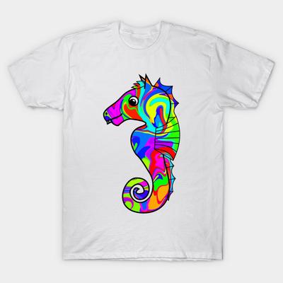 T Shirt Women Colorful Seahorse Harajuku Print Kawaii Tshirt Summer Short Sleeve Female T-Shirt Top Tee
